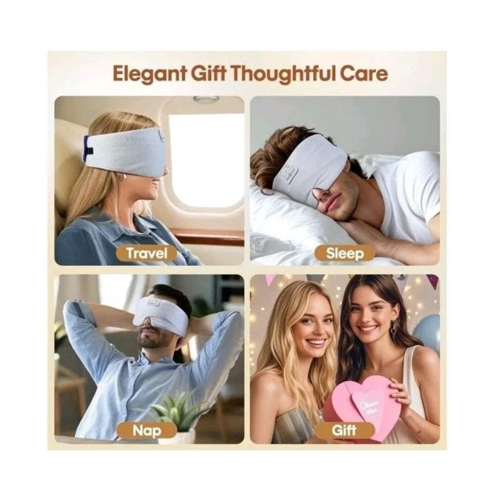 Sleep Mask with Bluetooth Headphones, Ice Silk Sleep Headphones with Bluetoot...